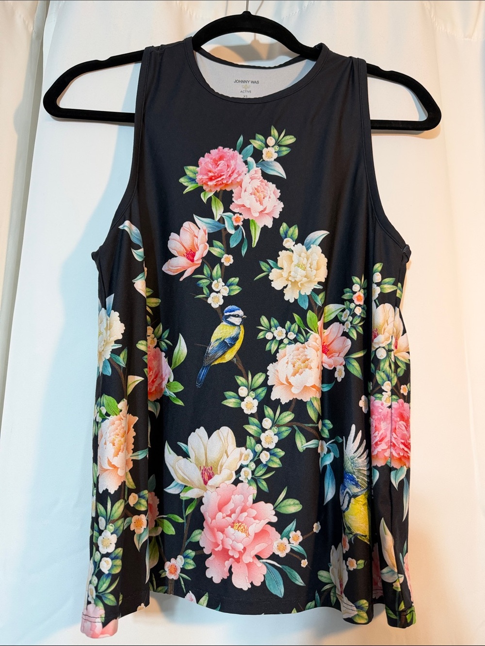 Johnny Was Active Birdie Floral Swing Tank Top Black XS B14